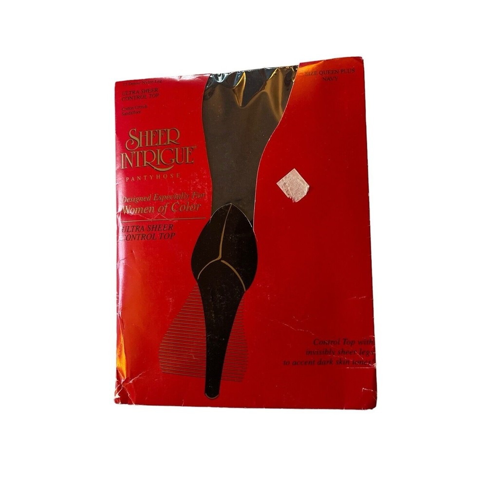 VTG Kmart Sheer Intrigue Ultra Sheer Control Top Pantyhose size Queen Plus Navy